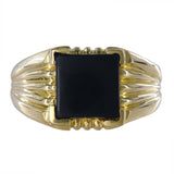 Anillo de sello de ónix de oro amarillo de 14 k