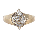 10K Yellow Gold Diamond Cluster Vintage Cocktail Ring