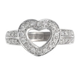 14K White Gold Diamond Cluster Heart Ring