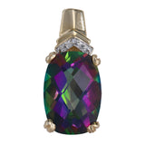 10K Yellow Gold Diamond And Synthetic Mystic Sapphire Pendant