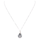 14K White Gold Pendant with Diamond and Tahitian Black Pearl