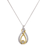 10K Two Tone Solid Gold Curb Link Chain Diamond Pendant