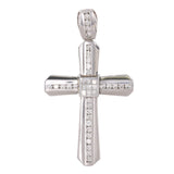 14k White Gold Diamond Cross Religious Pendant