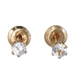 14K Yellow Gold Cubic Zirconia Tiny Dainty Studs