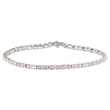 10K White Solid Gold And Diamonds Dainty Bracelet