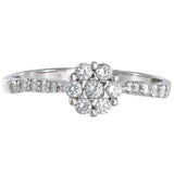 14K White Gold Lab Grown Diamond Floral Cluster Engagement Ring