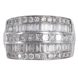 14K White Gold 83 Diamonds 5 Row Wide Band Ring