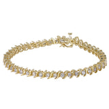 Pulsera de eslabones en forma de S de tenis con diamantes en oro amarillo de 14 k, 2,25 quilates