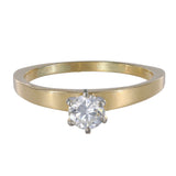 14K Yellow Gold Diamond Triangular Band Engagement Ring 0.50Ctw