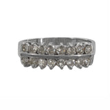 18k White Gold Two-Row Round Brilliant Diamond Stackable Band Ring