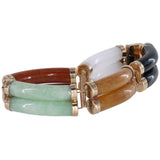 14K Yellow Gold Multi-Color Jade Segment 2 Row Bracelet