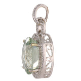 14k solid yellow gold genuine clear quartz pendant with Diamonds