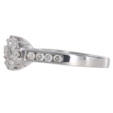 14k White Gold Diamond Cluster With Channel Set Accents Engagement Ring