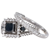 10k White Gold Black And White Diamonds Ring Set