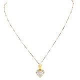 14K Two Tone Solid Gold Snake With Accents Necklace And Diamond Heart Pendant