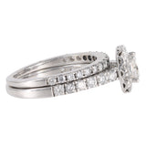 18k White Gold Wedding Set Diamond Engagement Ring with Matching Diamond Wedding Band