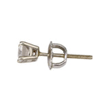 14K White Solid Gold Diamond Single Stud