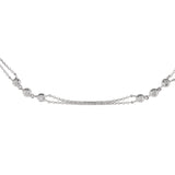 14K White Gold Diamond Bezel Set 2-Strand Rolo Link Chain Necklace