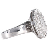 14K White Gold Big Round Cluster Diamond Ring