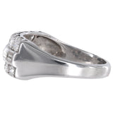 14K White Gold Round Cut And Baguettes Diamond Ring