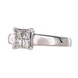 Anillo de oro blanco de 14 quilates con diamantes para mujer, 0,42 quilates