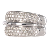 18K White Gold Wide Multi Row Cluster Diamond Band Ring