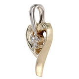 14K Two-Tone Solid Gold Diamond Heart Pendant