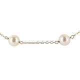 14K Yellow Gold 12 Pearls Rolo Link Chain Necklace