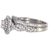 14k White Gold Diamond Cluster Wedding Set Band Engagement Ring