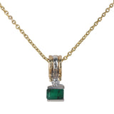 14K Yellow Gold Diamond And Emerald Ring And Necklace Jewelry Set