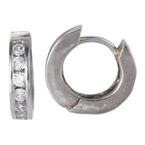 14K White Gold Diamon Channel Setting Mini Hoops