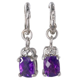 14K White Gold Amethyst And Diamond Ring, Pendant And Earrings Jewelry Set