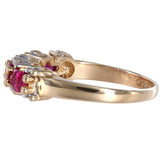 14K Yellow Gold Diamond And Ruby Vintage Band Ring