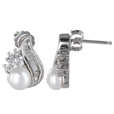 925 Silver Diamond And Pearl Studs Earrings