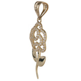 14K Yellow Gold Cubic Zirconia Openwork Flower Design Pendant