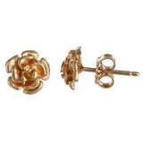 18K Yellow Gold Vintage Rose Studs Earrings