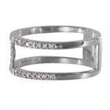 14k White Gold Double Bar Diamond Ring