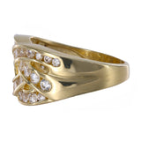 14k Yellow Gold Woven Channel Cubic Zirconia Ring