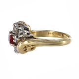 14k Yellow Gold Diamond and Oval Ruby Cocktail Ring