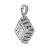 18K White Gold Diamond Cluster Square Pendant