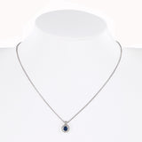 18k White Gold Sapphire and Diamond Necklace and Earring Jewelry Set