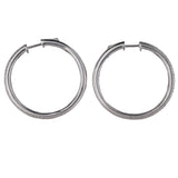 14K White Gold Diamond Round Pave Hoop Earrings