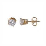 14k Yellow Gold Diamond Excelent Round Cut Stud Earrings 1.00Ctw