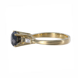 14k Yellow Gold Black Diamond Round Cut With Accents Baguettes Ring