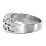 14K White Gold Diamond 2-Row Channel Set Men's Ring