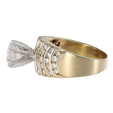 14K Yellow Gold Diamond Round Cut Center Of 1.75Cts And 50 Accent Diamonds Ring 2.25Ctw