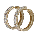 14K Yellow Gold Diamond 2-Row Hoop Earrings 1.52Ctw