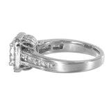 14K White Gold Diamond Cluster Engagement Ring 1.02Ctw