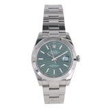 Rolex 126300 41 MM Datejust Mint Green Fluted Motif Dial Stainless Steel Watch