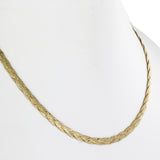 14K Yellow Gold Herringbone Braided Twisted Link Chain Necklace